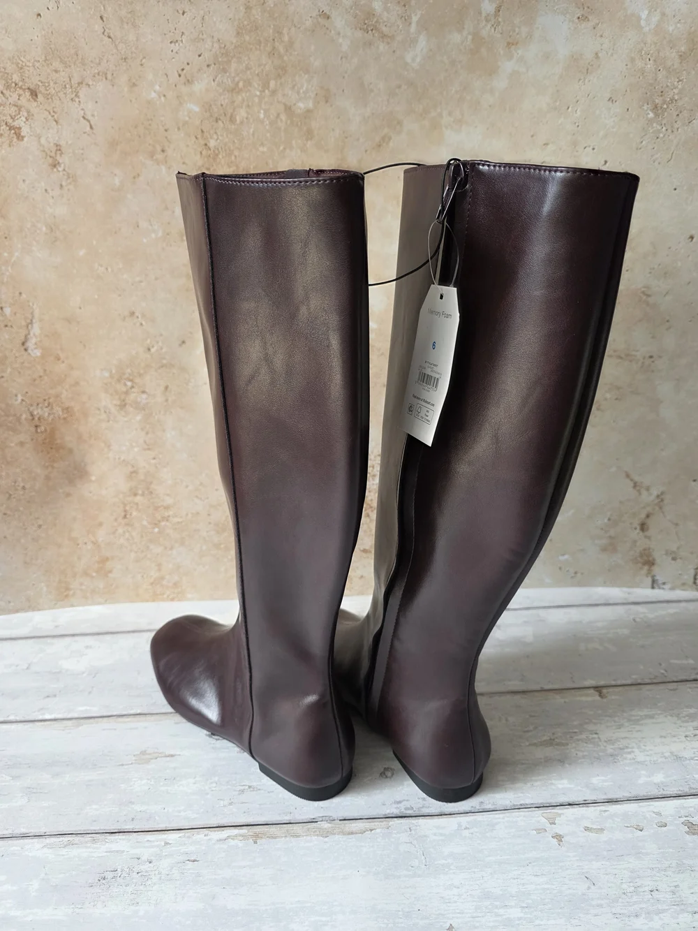Time and Tru Women's Over-the-Knee Leather Boots in Dark Brown